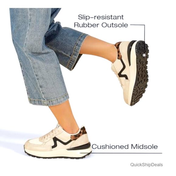 Women's Retro Platform Sneakers, Anti-Slip Walking Shoes, Athletic Comfort - Picture 5 of 7